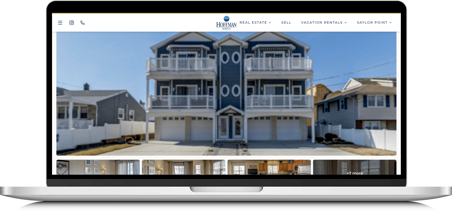 The Hoffman Agency Wildwood real estate website shown on a laptop — coastal-luxury homepage