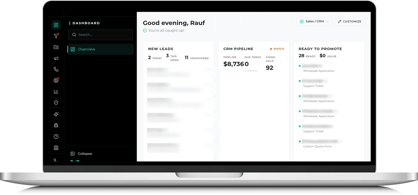 The WRAPT by Hammont operations dashboard shown on a laptop